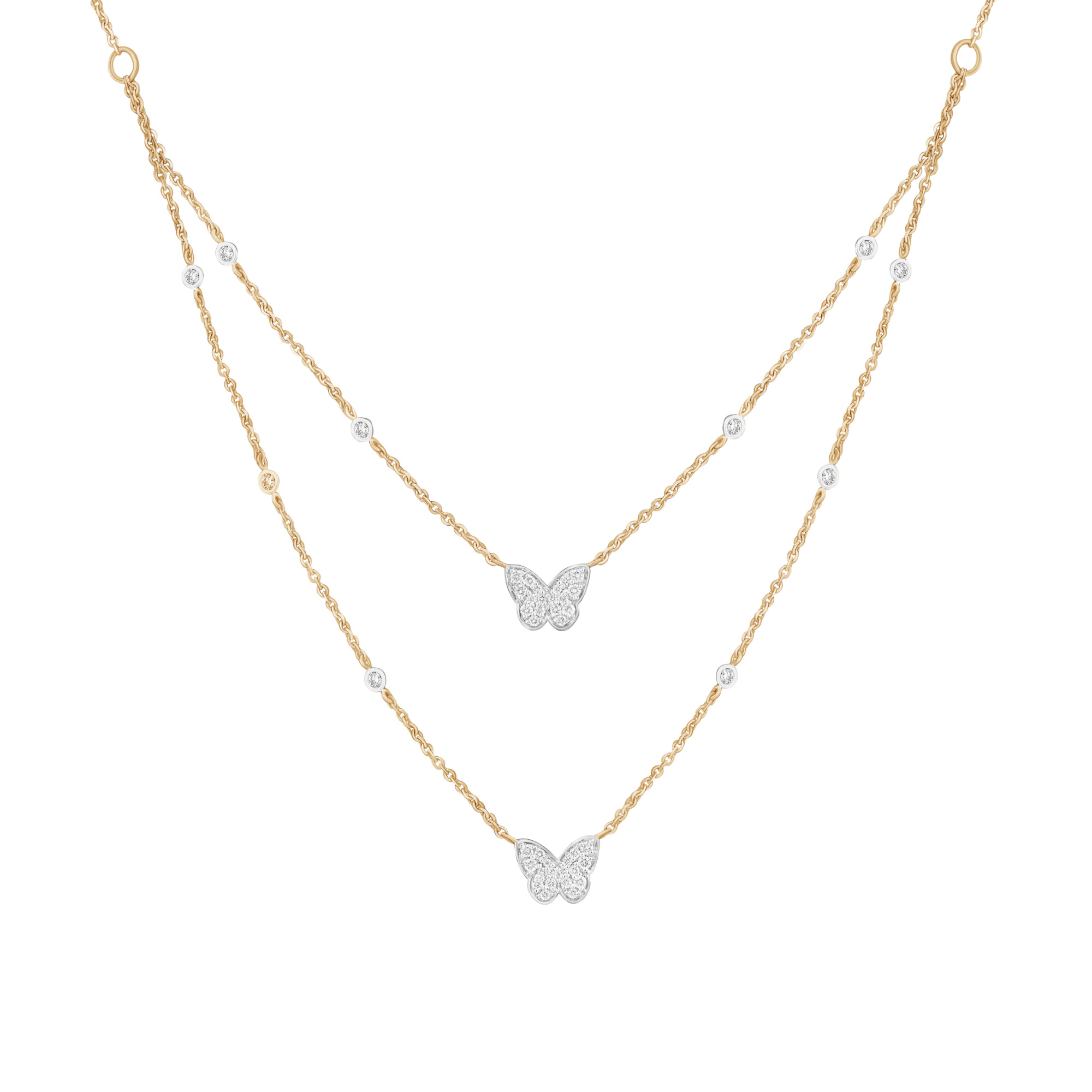 Equilibre Duo Necklace with Natural Diamonds in 14k Gold – D