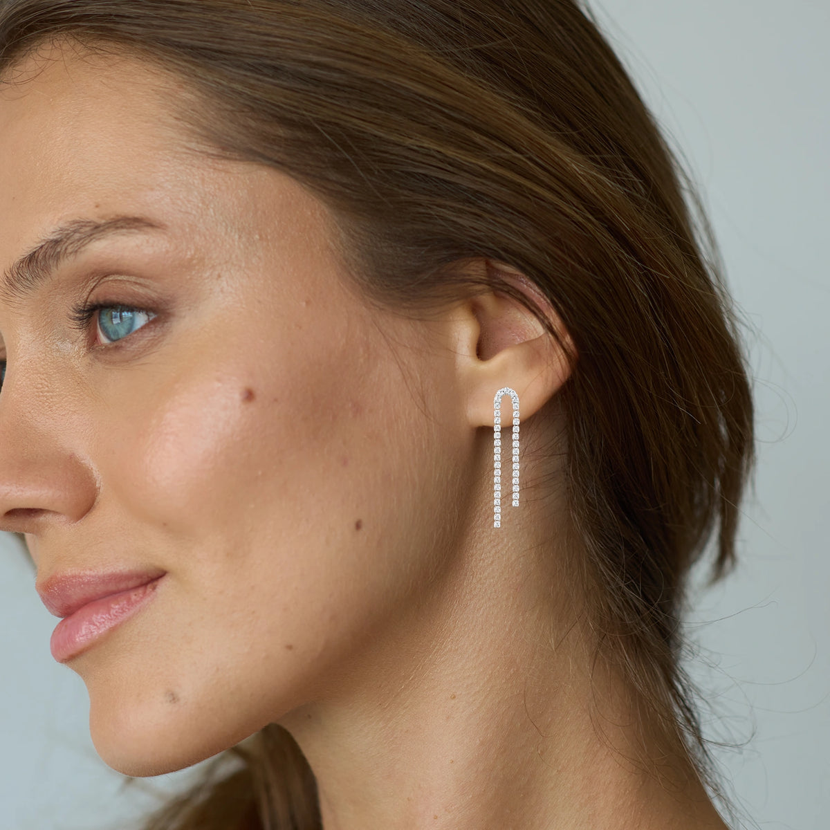 Continuum Curve Drops with lab-grown diamonds, worn